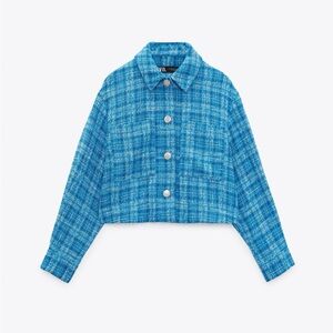 JEWEL BUTTON STRUCTURED OVERSHIRT Zara size medium nwot